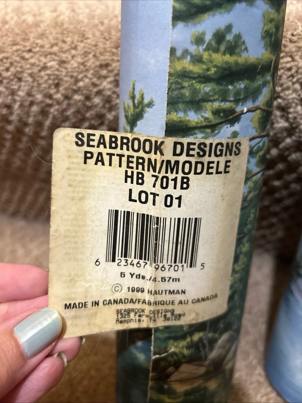 VTG 4 ROLLS SEABROOK DESIGNS CABIN LAKE WATER LOONS TREE WALLPAPER BORDER HB701B